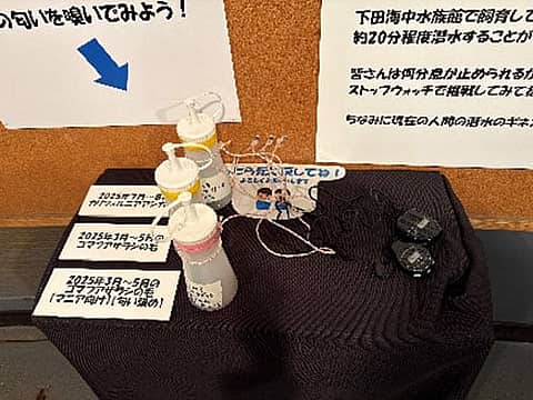 サンタクロースによる魚の餌付けショーの写真