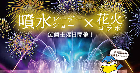 〖限定開催〗噴水レーザーショー×花火 コラボレーションショーの写真